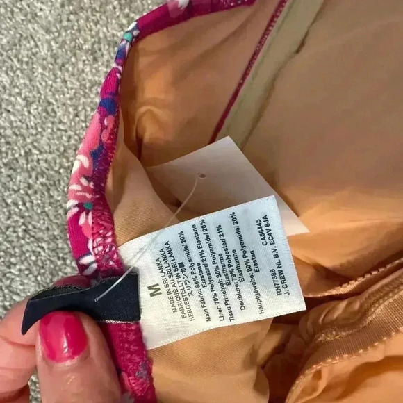 NWT J. Crew Ruched Floral Pink Bandeau Swimsuit Size Medium - Picture 4 of 5